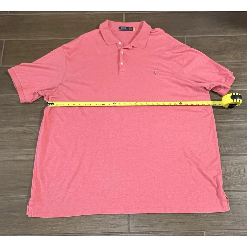 Polo Ralph Lauren Men's Polo Shirt 4XLT Red Short Sleeve Flesh Pony Big Tall